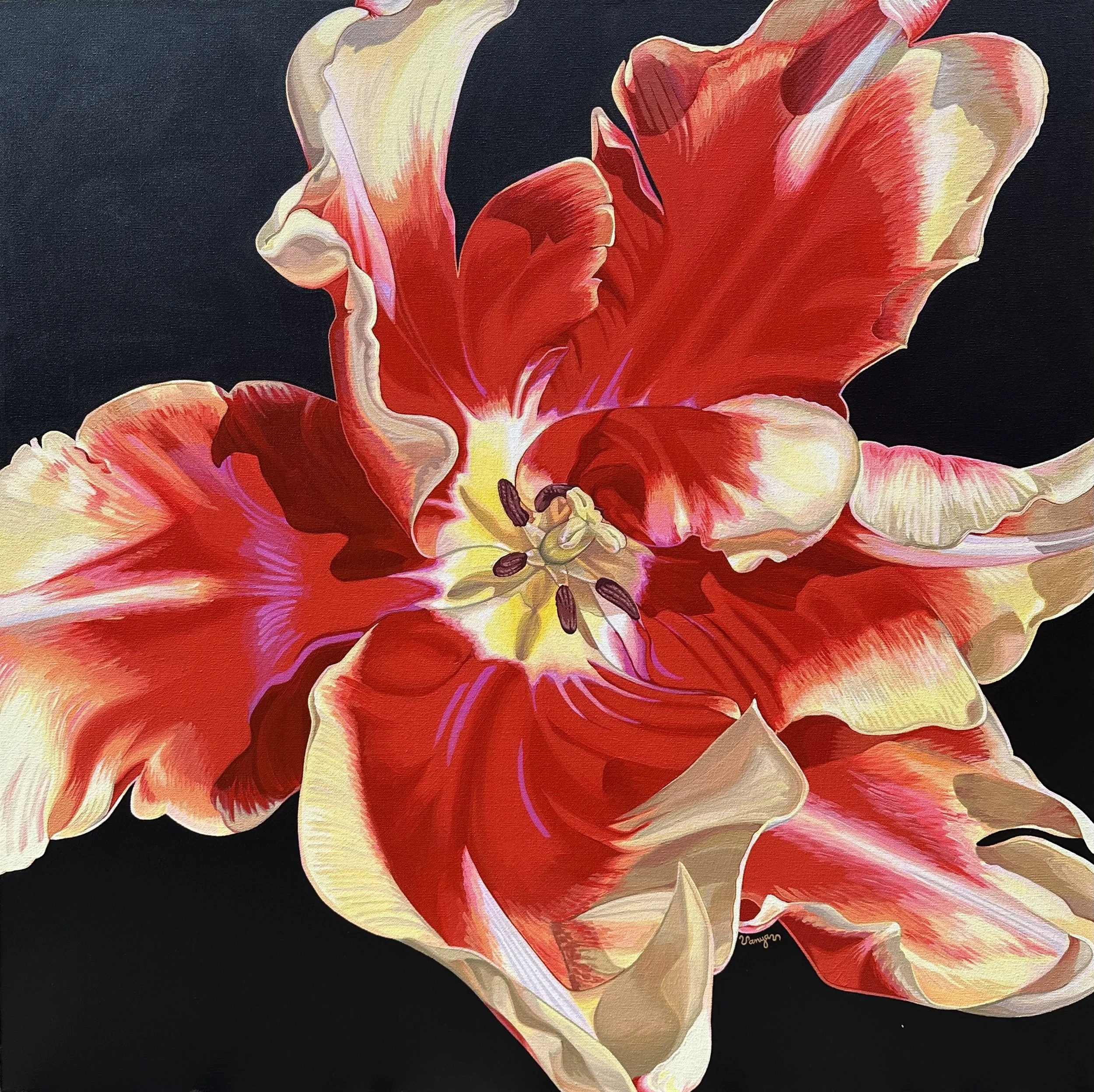 オリジナル油彩原画CLAUDE MANOUKIAN FlowerBarbizon Tulips+Last+Dance+by+Vanya+